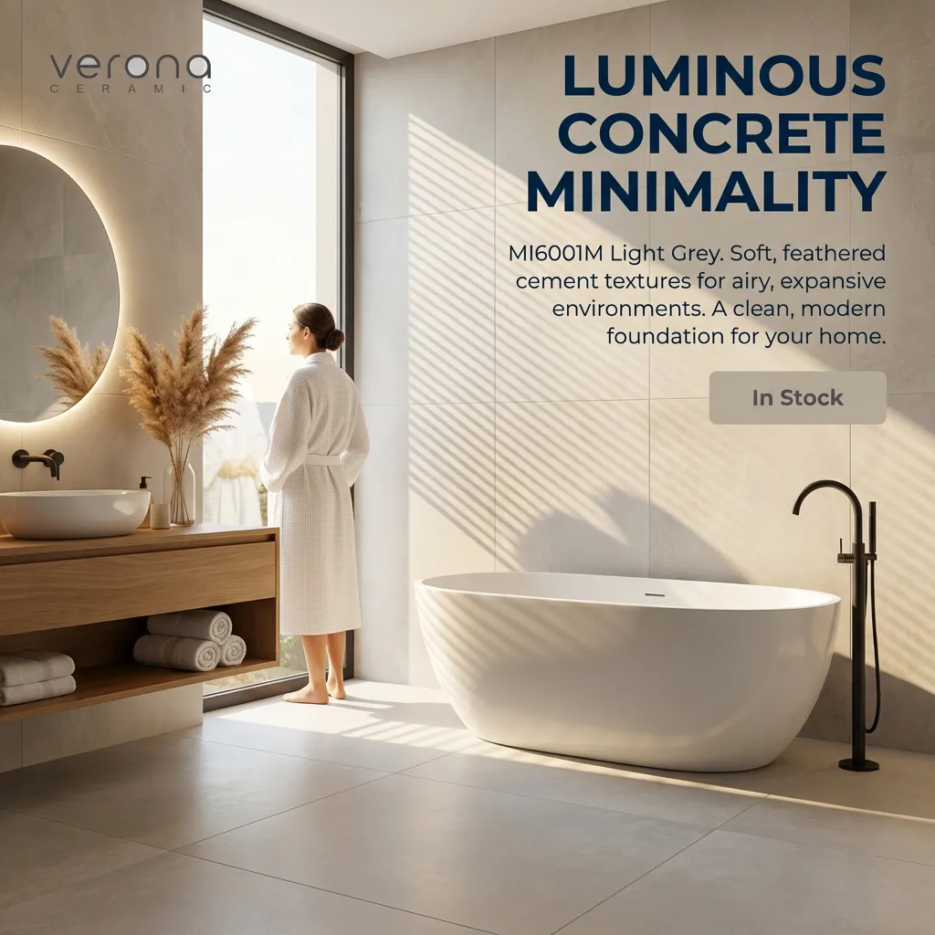 MI6001M Light Grey Cement Look Porcelain Tile 1 MI6001M Light Grey Cement Look Porcelain Tile