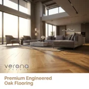 Living room interior showcasing premium engineered oak flooring and Verona Ceramic design