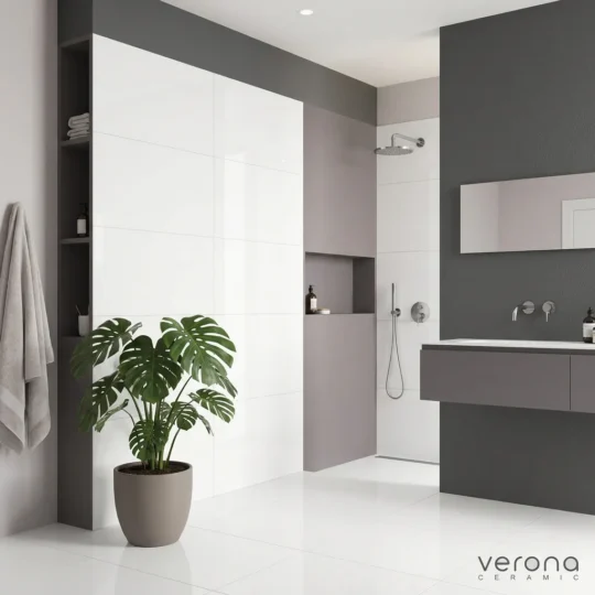 Premium Gloss White Ceramic Wall Tile - 300x600mm