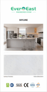 Skyline engineered stone kitchen countertop installation showcasing refined white and grey veining.