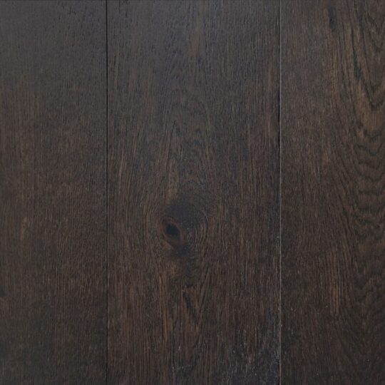 Dark brown European oak engineered flooring planks with wood grain texture