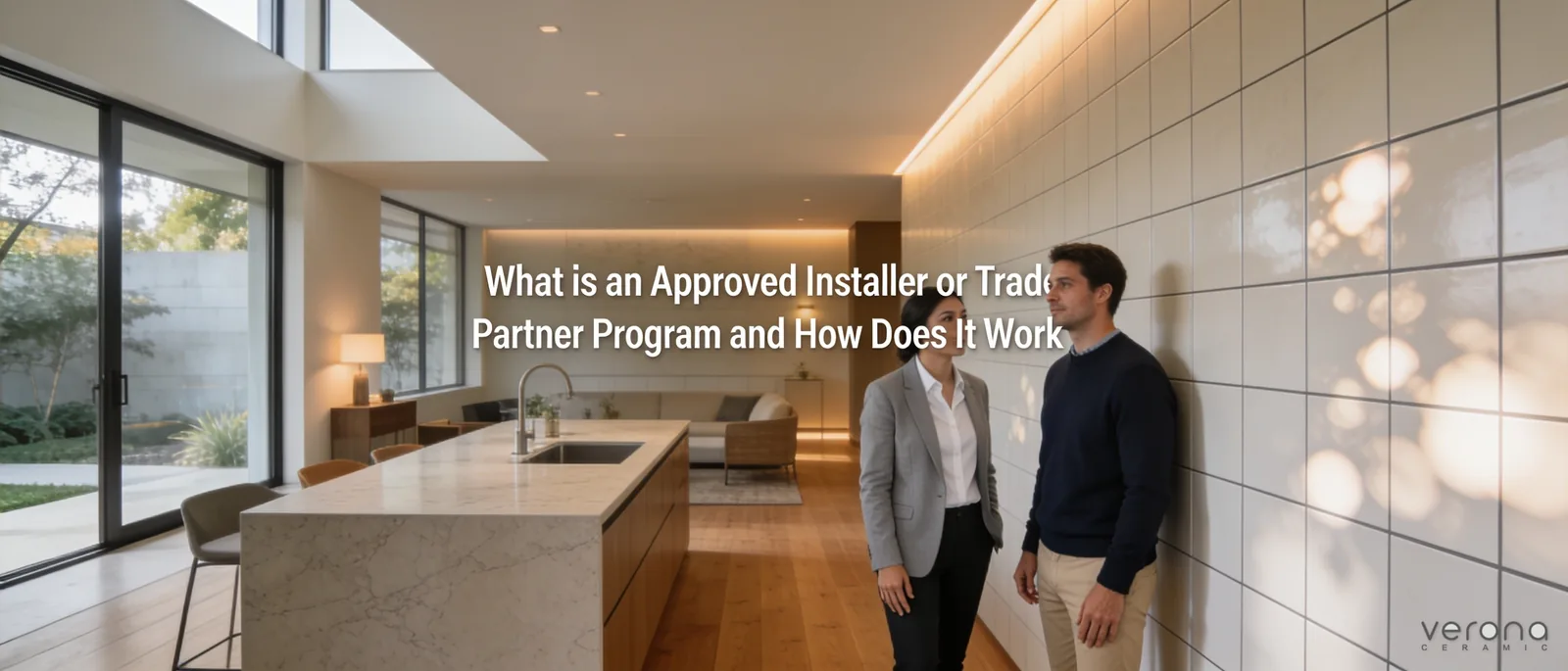 Modern kitchen interior with Verona Ceramic tiles and approved installer consultation