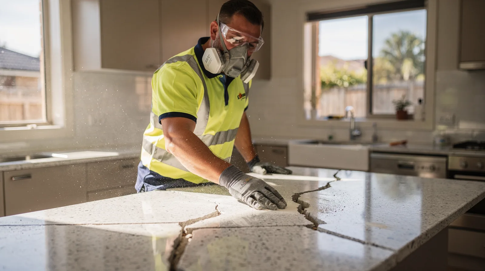 Engineered stone can contain crystalline silica levels of up to 95%, according to WorkSafe Victoria