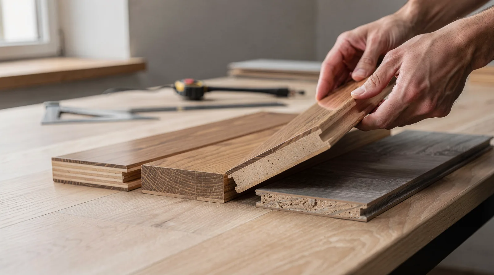 Homeowners renovating in Australia commonly weigh engineered timber against hybrid flooring and solid oak.; Engineered