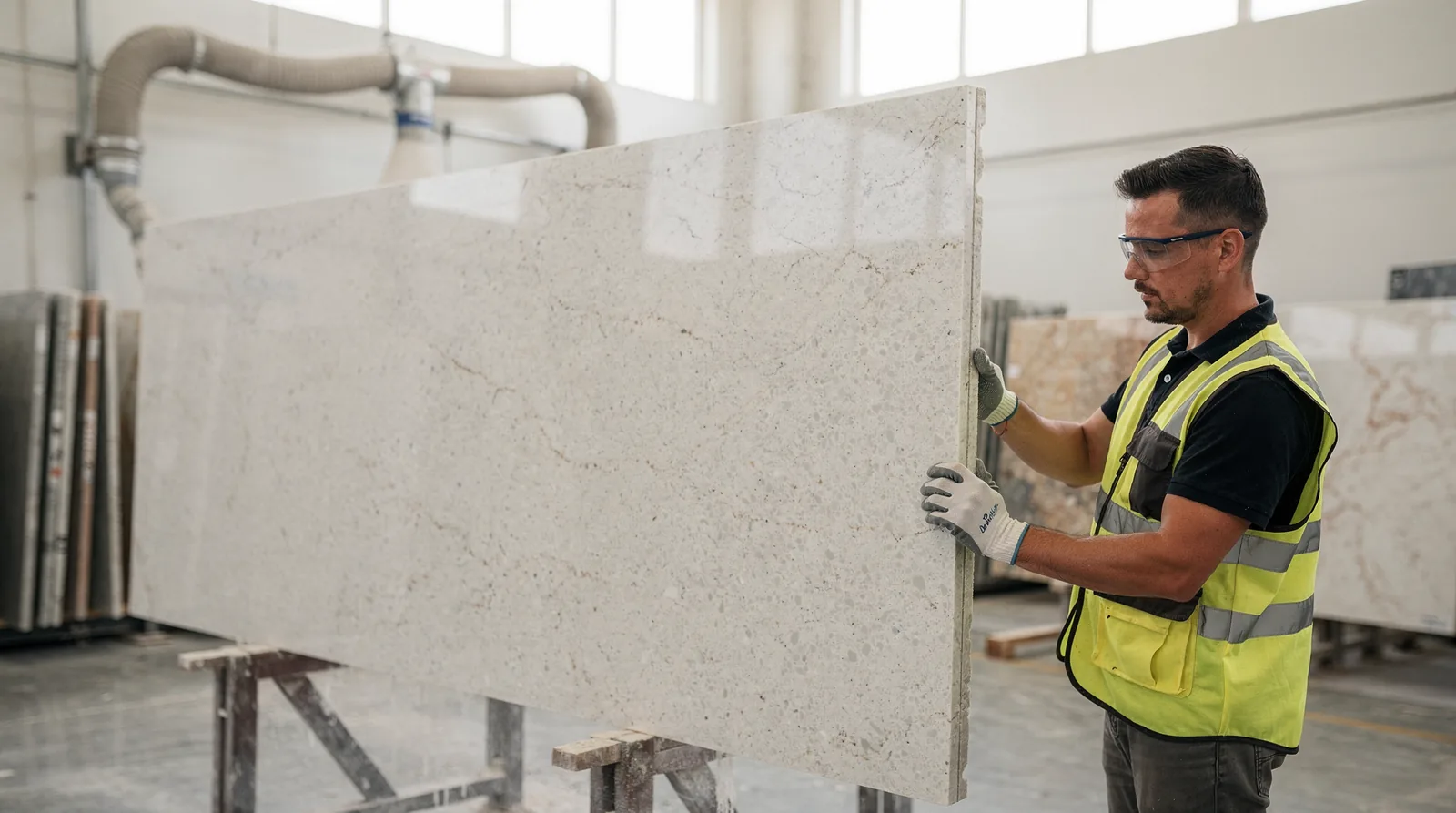 Non silica engineered stone reduces health risks compared to conventional stone products while maintaining strong