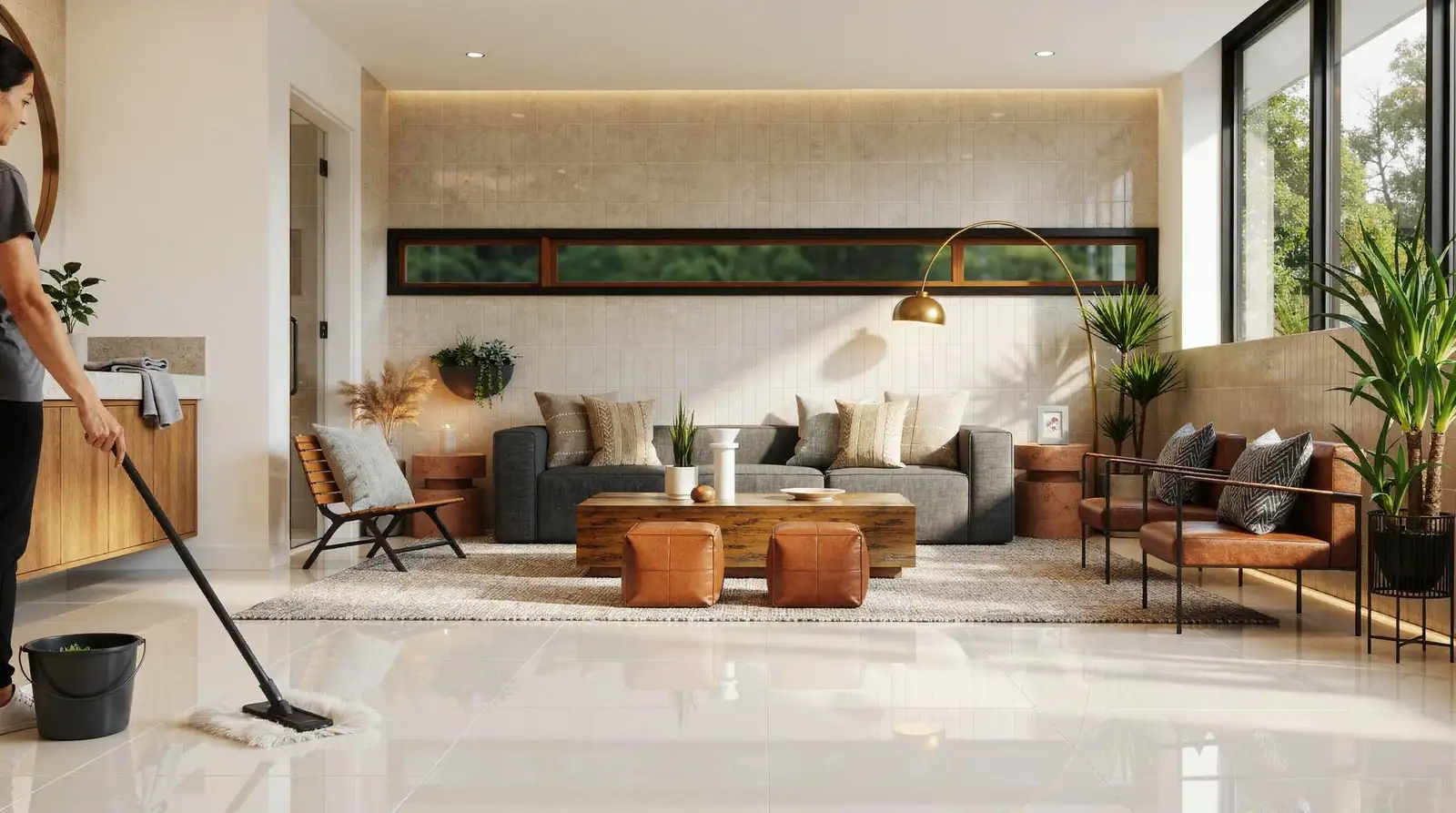 Mopping with water that already contains dirt simply redistributes grime across the polished surface instead