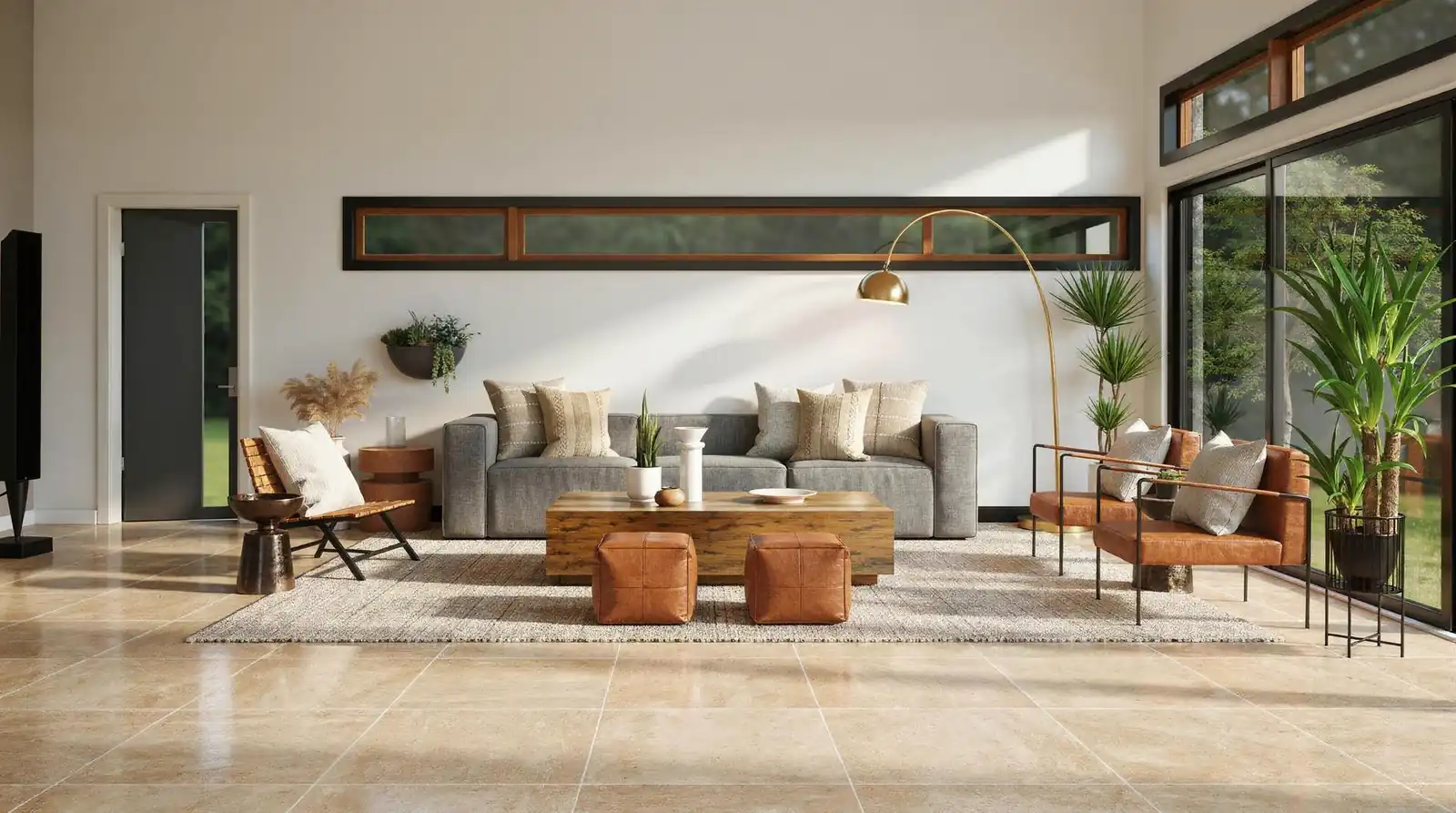 Floor tiles are hard to change later, so matte finishes should be selected with long-term
